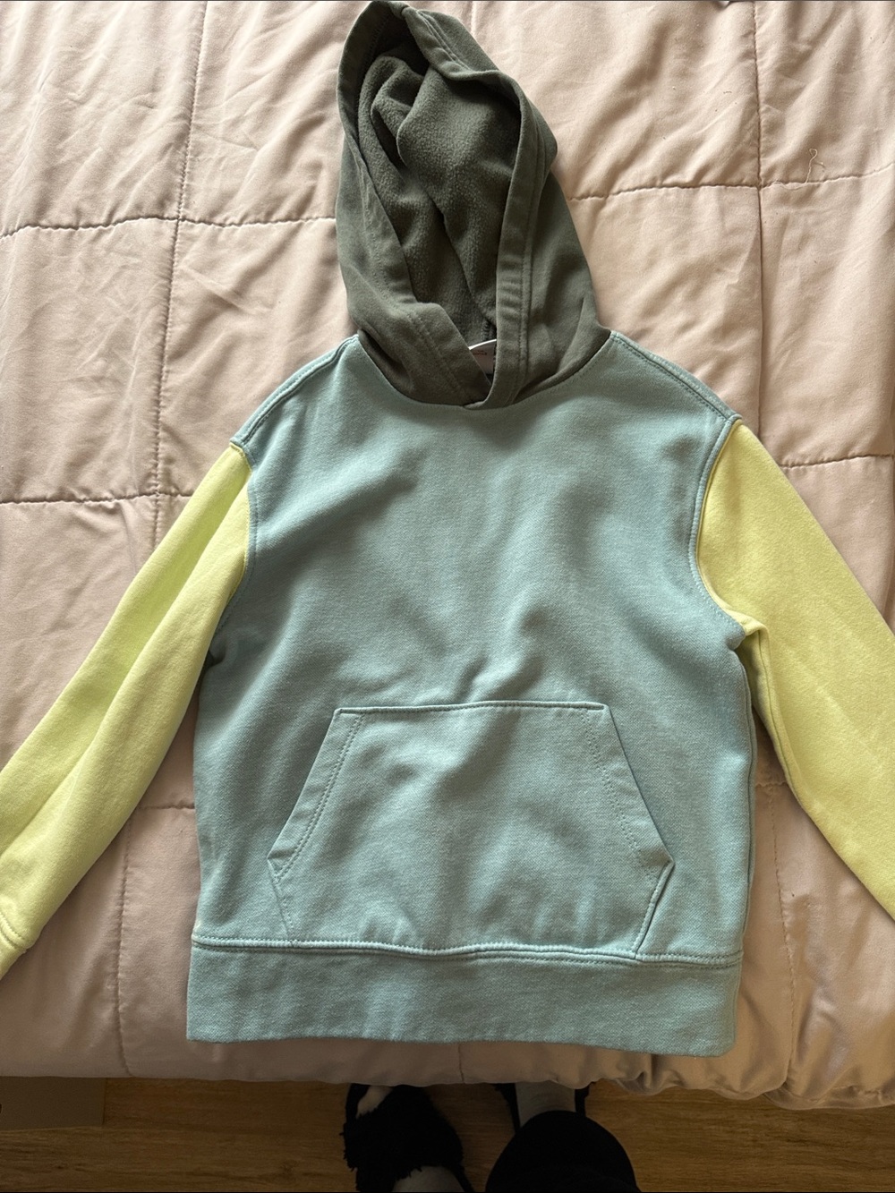 Old Navy Men's Colorblock Crewneck Hoodie in Sage, Olive & Lemon